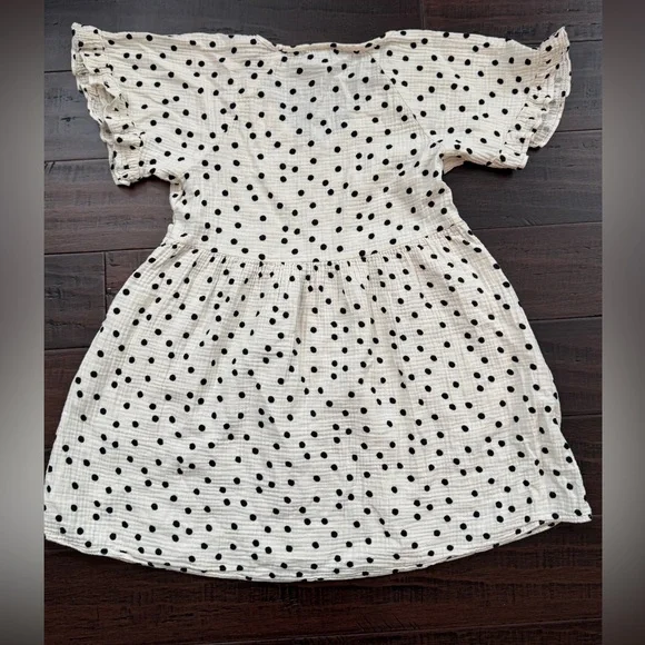 Madewell babydoll polka dot flutter sleeve cotton gauze mini tunic dress cream - Picture 2 of 11